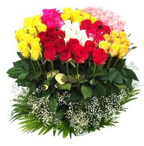  Ankara çiçek mağazası , çiçekçi adresleri  51 adet renkli güllerden aranjman tanzimi
